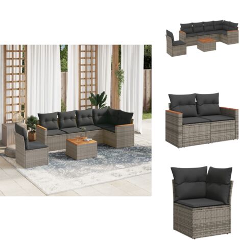 Salon de jardin avec coussins 7 pcs gris résine tressée - Ensemble Salon De Jardin - Mobilier De Jardin - Canapé Extérieur - Set De Jardin - Chaise Lounge