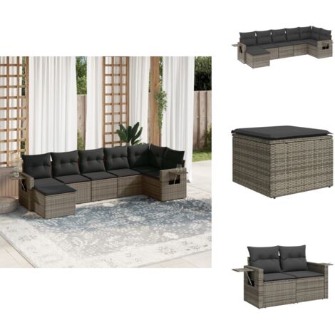 Salon de jardin avec coussins 7 pcs gris résine tressée - Ensemble Salon De Jardin - Salon De Jardin Extérieur - Meuble De Jardin - Mobilier De Jardin - Résine Tressée