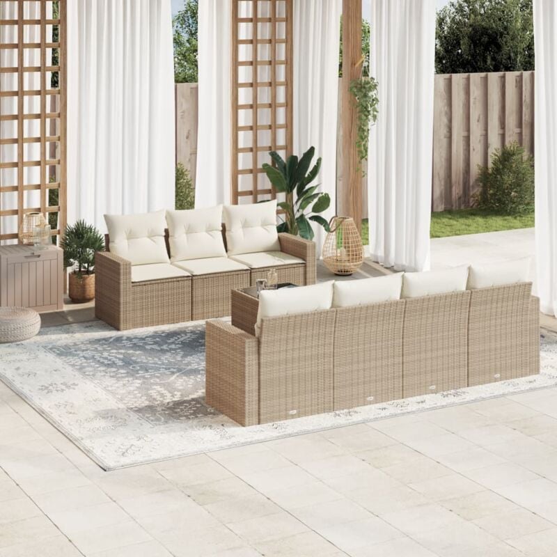Vidaxl - Salon de jardin avec coussins 8 pcs beige résine tressée