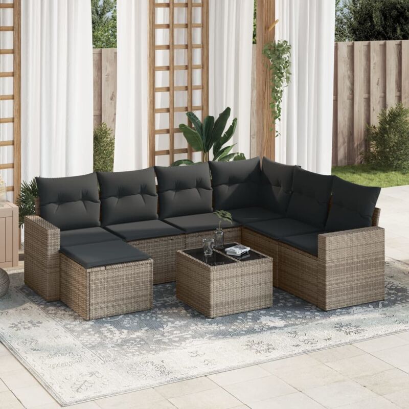 Vidaxl - Salon de jardin 8 pcs avec coussins gris résine tressée