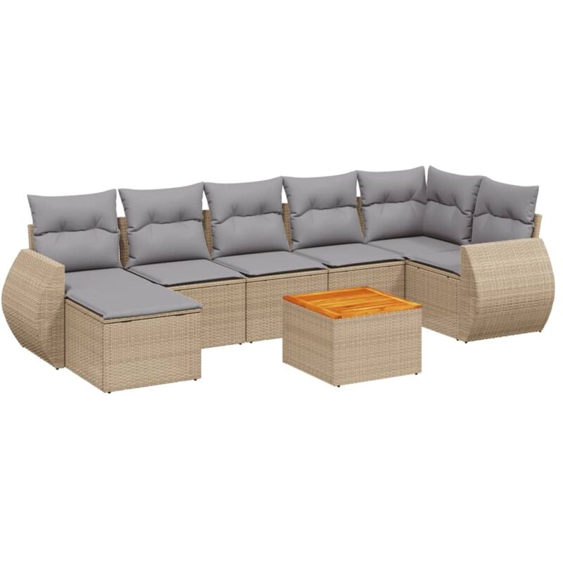 Vidaxl - Salon de jardin avec coussins 8 pcs beige résine tressée