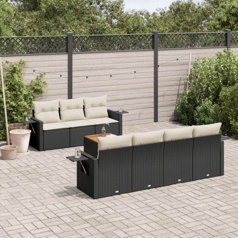 Vidaxl - Salon de jardin 8 pcs avec coussins noir résine tressée