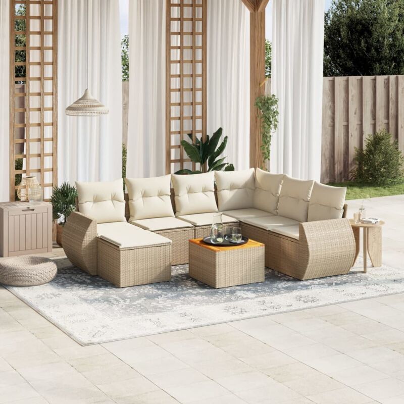 Vidaxl - Salon de jardin avec coussins 8 pcs beige résine tressée