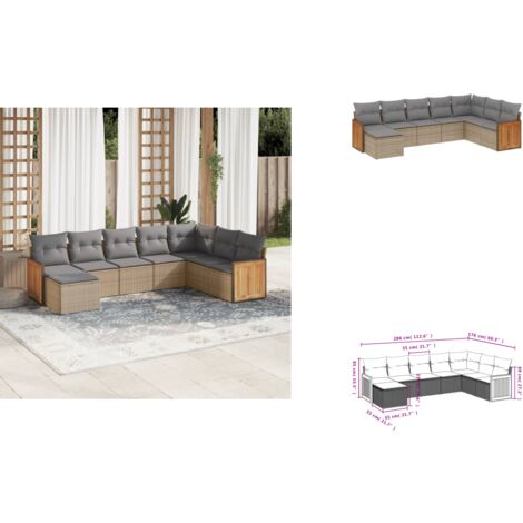 Salon de jardin avec coussins 8 pcs beige résine tressée - Ensemble Salon De Jardin - Meuble Extérieur - Jardin Design - Mobilier De Jardin - Chaise Longue