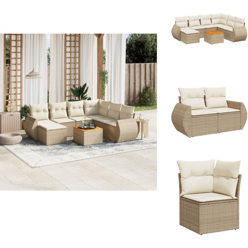 Salon de jardin avec coussins 8 pcs beige résine tressée - Ensemble Salon De Jardin - Meuble Extérieur - Jardin - Terrasse - Patio
