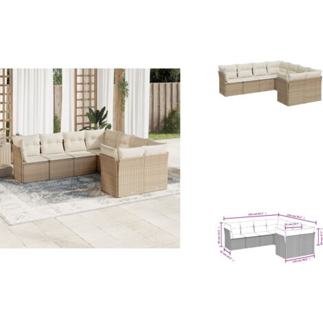 Salon de jardin avec coussins 8 pcs beige résine tressée - Salon De Jardin - Canapé Extérieur - Meuble De Jardin - Set Salon De Jardin - Résine Tressée