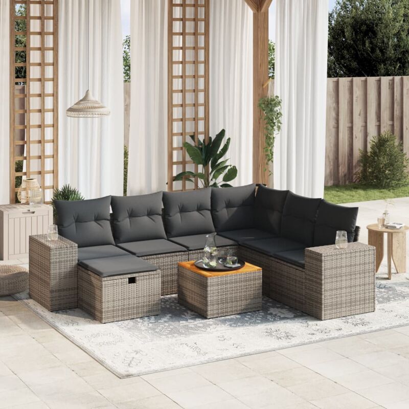 Vidaxl - Salon de jardin 8 pcs avec coussins gris résine tressée