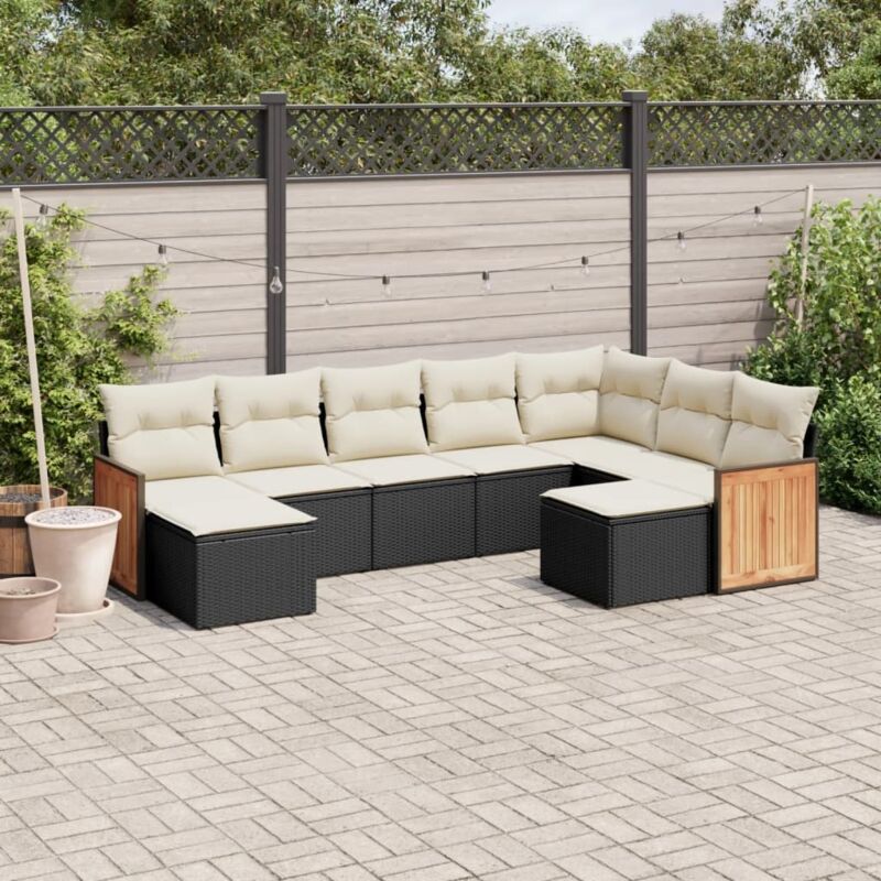 Vidaxl - Salon de jardin 9 pcs avec coussins noir résine tressée
