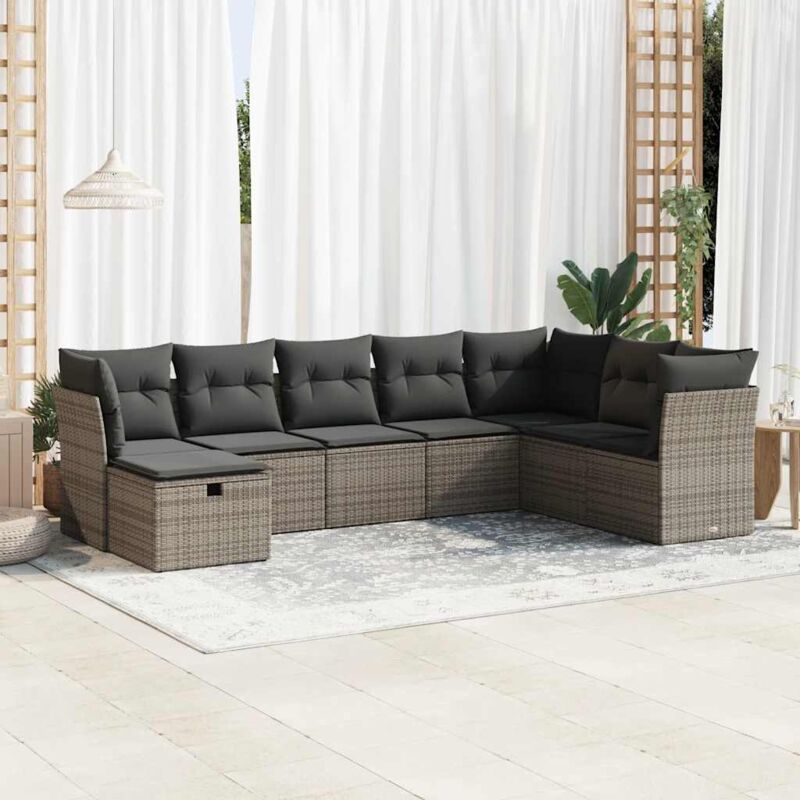 Vidaxl - Salon de jardin 8 pcs avec coussins gris résine tressée