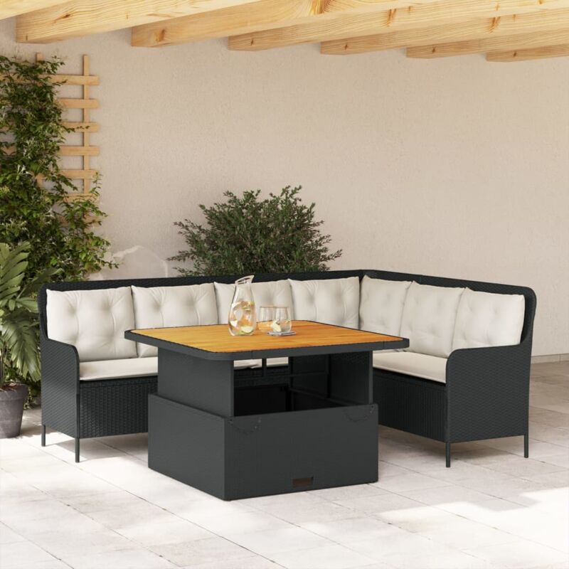 Vidaxl - Canapés de jardin 2 pcs avec coussins Noir Résine tressée
