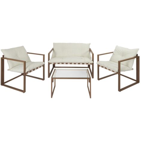 Salon de jardin avec fauteuils et table basse 4 places HALDEN