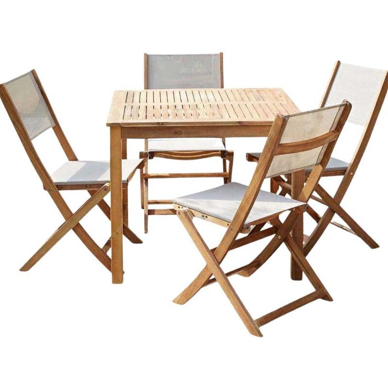 Salon de jardin avec table carrée en acacia Bilbao