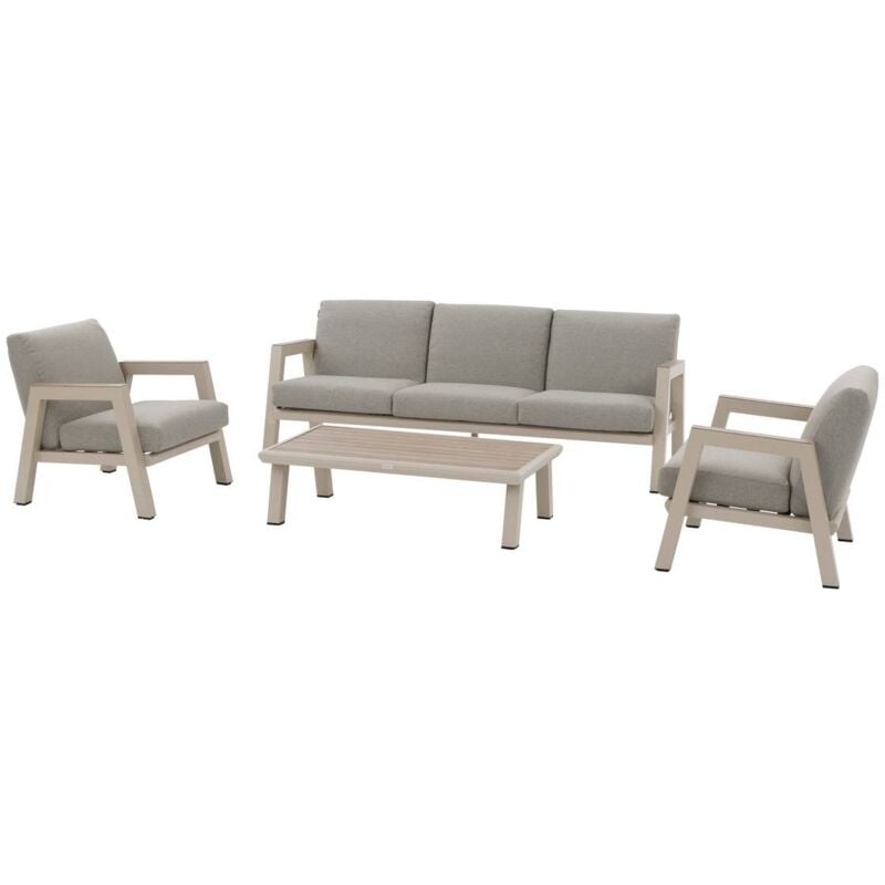 Salon de jardin Axiome argile 5 places en aluminium texaline et oléfine - Hespéride