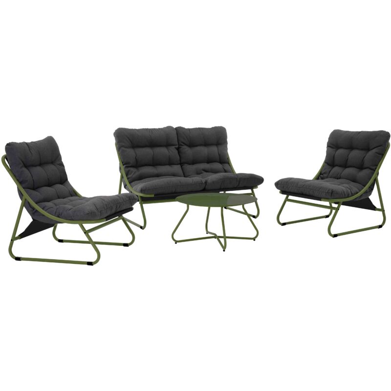 Salon de jardin bas 4 places en métal vert