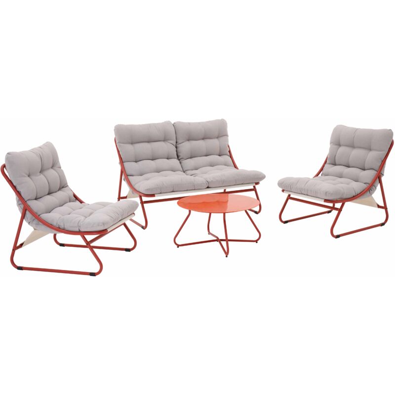 Salon de jardin bas 4 places en métal terracotta