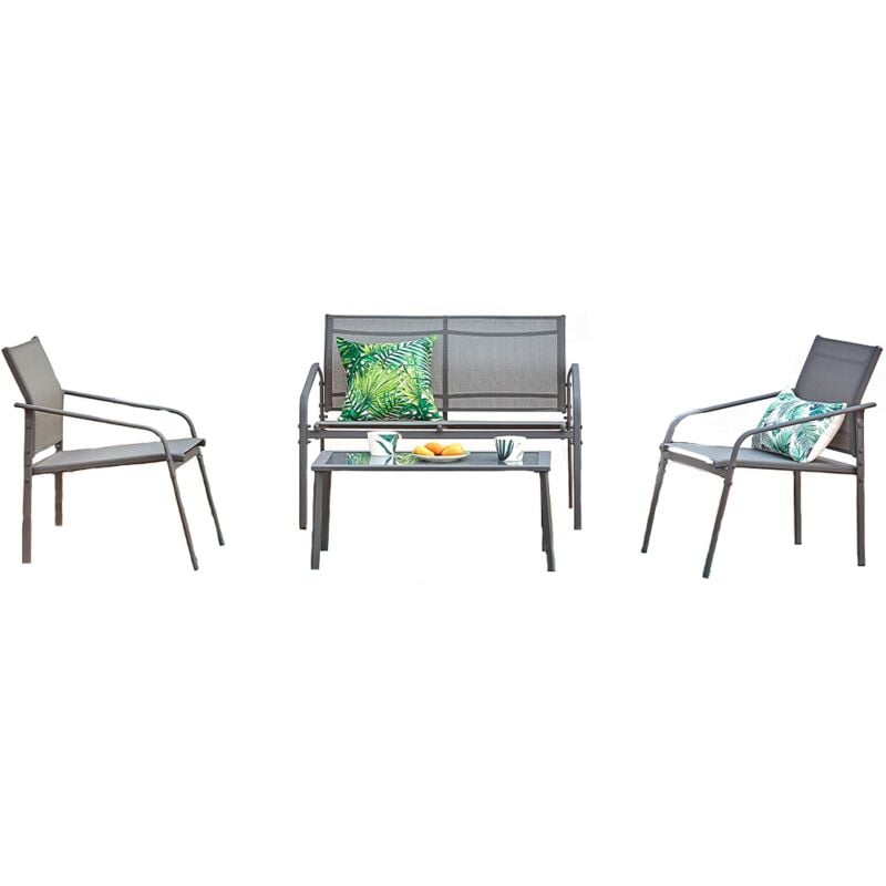 Concept-usine - Etiora salon jardin bas gris acier 4p