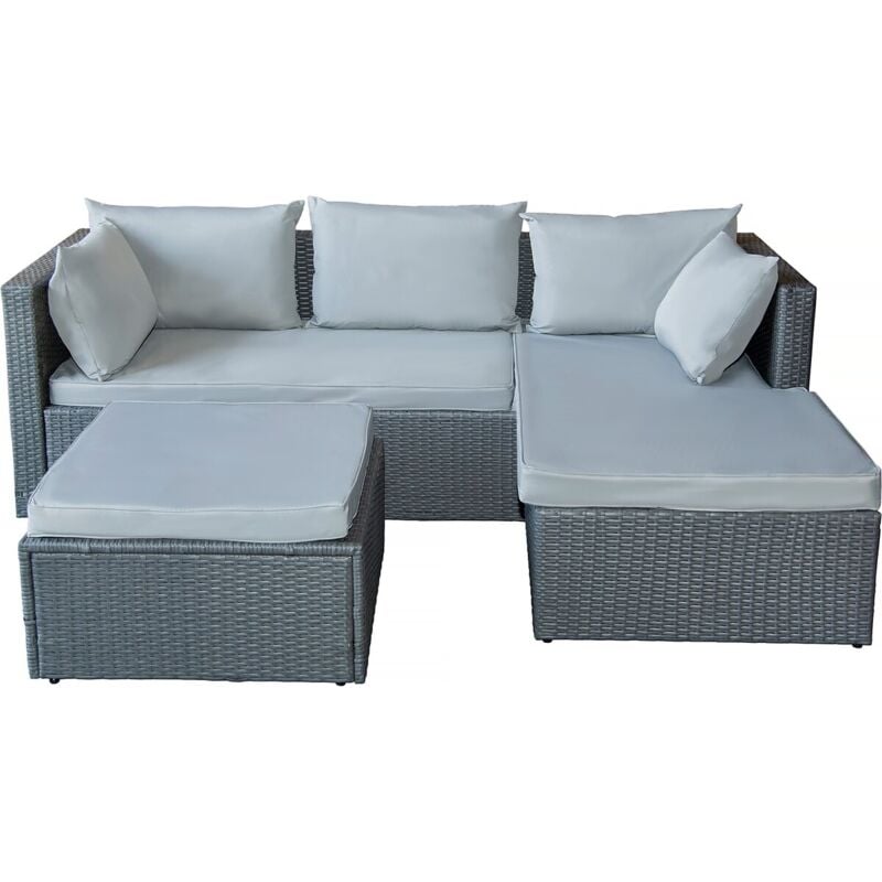 Habitat Et Jardin - Salon de jardin bas en résine tressée 'Diya' 3 places - Gris clair