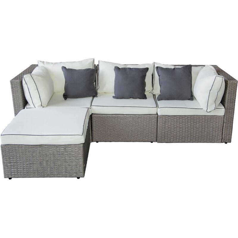 Habitat Et Jardin - Salon de jardin bas en résine tressée 'Kuba' - 3 places - Gris