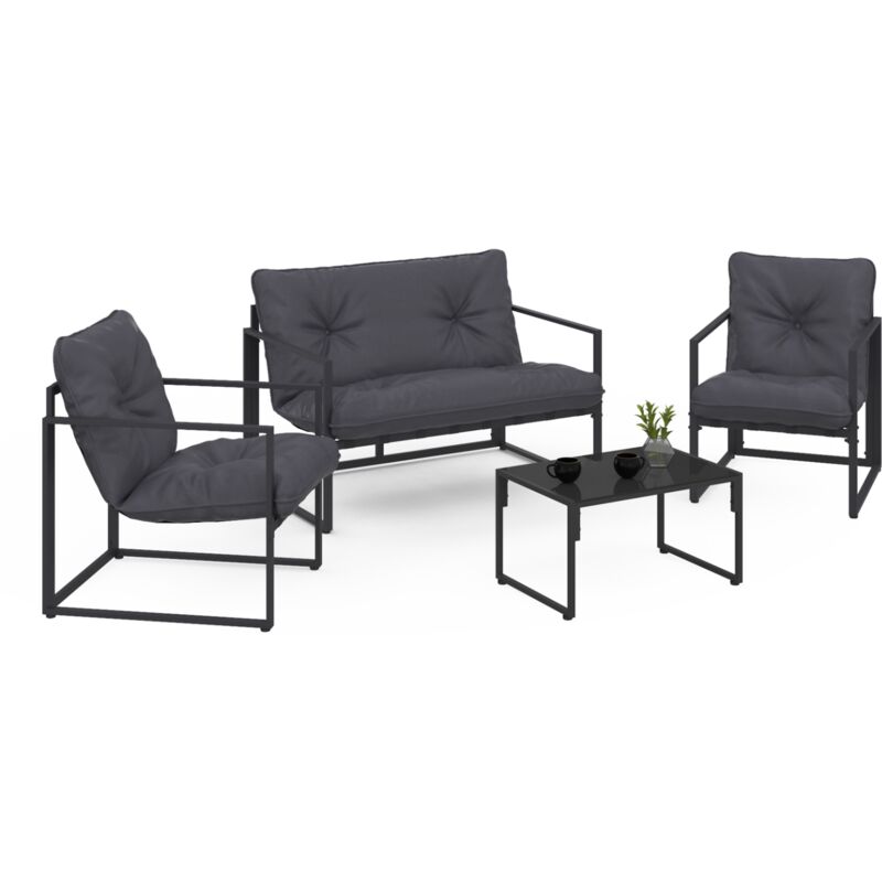 Idmarket - Salon de jardin bas nairobi 4 places en acier gris anthracite