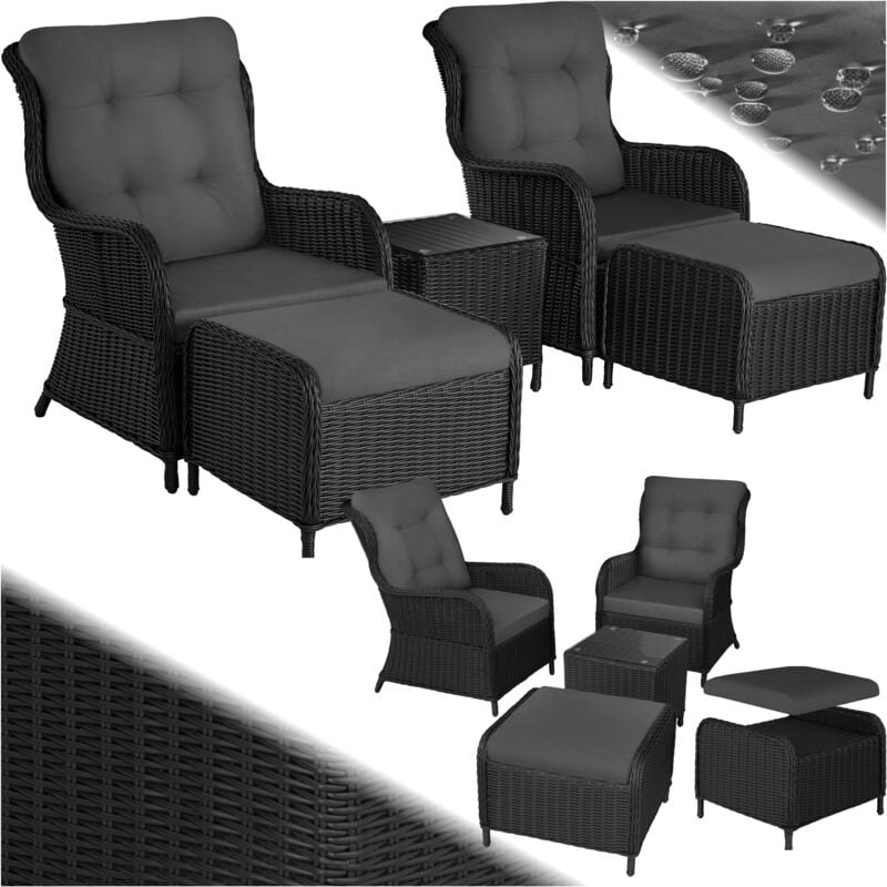 Tectake - Salon de jardin pour 2 à 4 personnes sans Montage avec Plateau en verre de sécurité