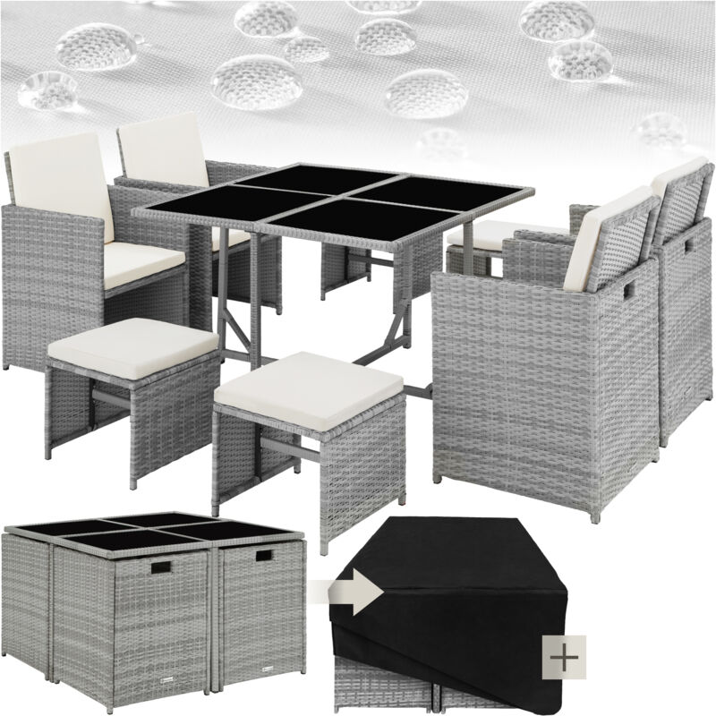 Salon de jardin BILBAO 8 places avec housse protection -