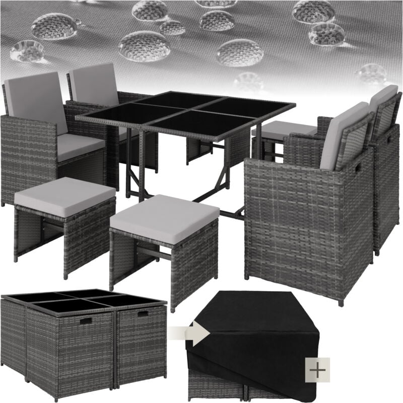 Salon de jardin Tectake Pour 4 à 8 personnes - Gris