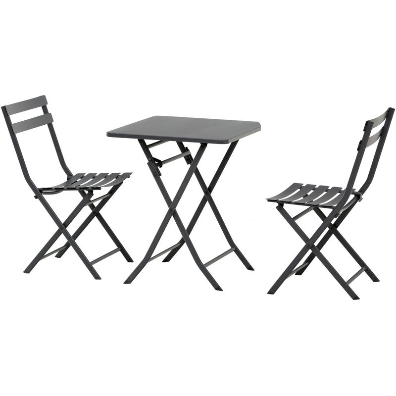 Salon de jardin bistro pliable 2 places yohan gris