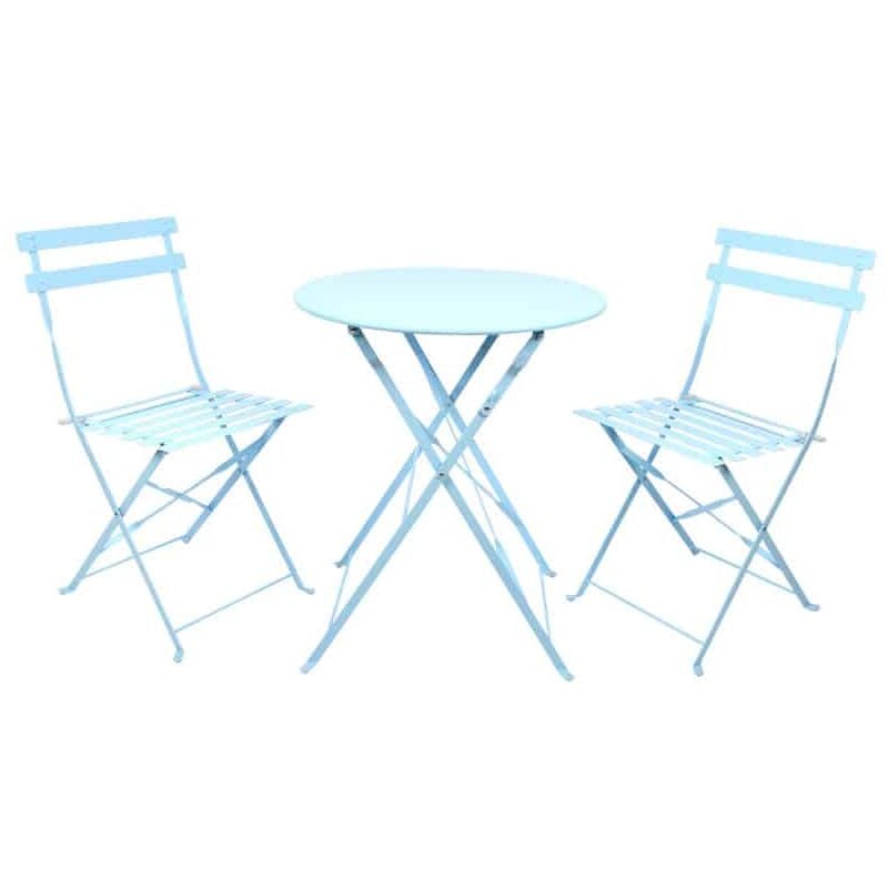 Esschert Design - Set table pliante + 2 chaises bleues