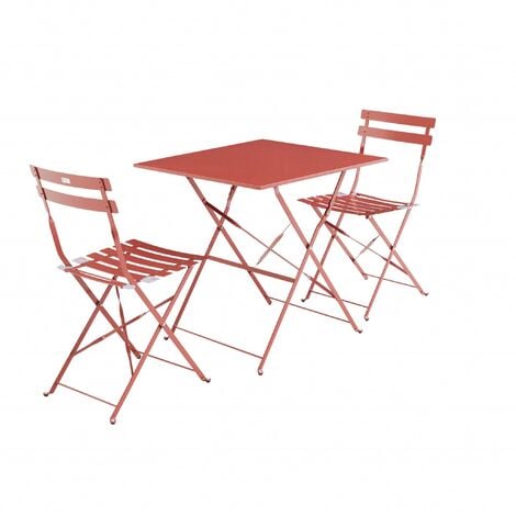 Table de jardin bistrot pliable métal, 2 chaises