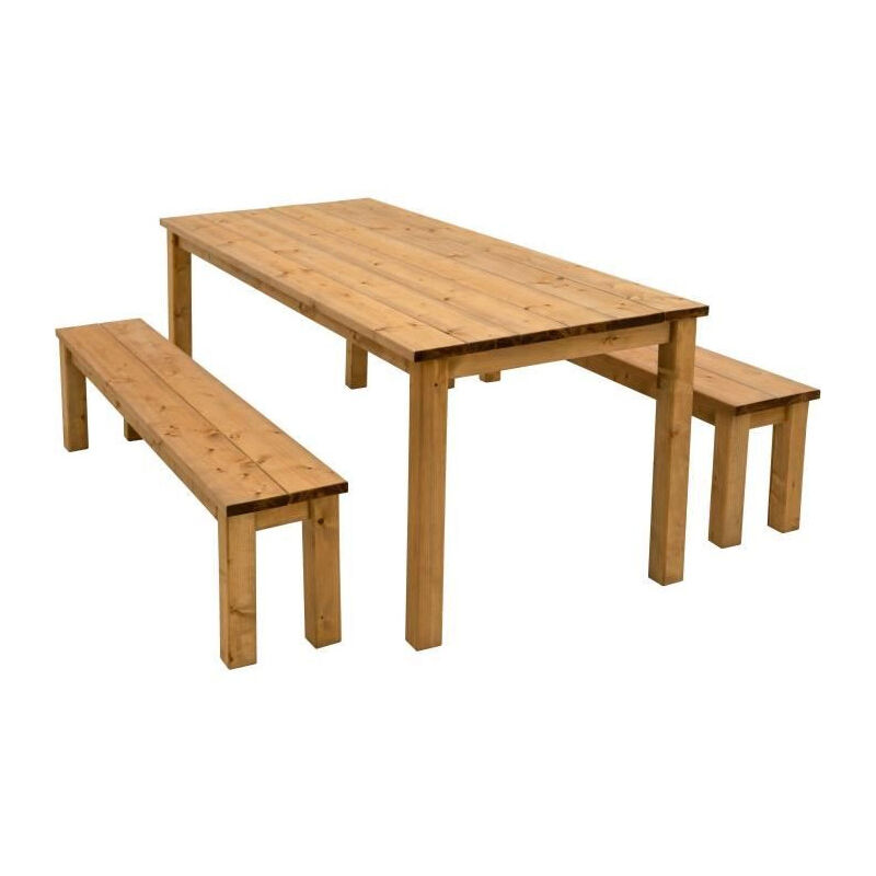 Centrale Brico - Table de jardin avec 2 bancs en bois fsc - L200xl78xH74 cm