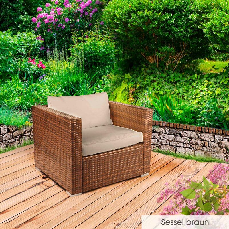 Brast - Salon de Jardin canapé de jardin pour tous les salons de jardin bas de fauteuil de jardin 1 place en marron