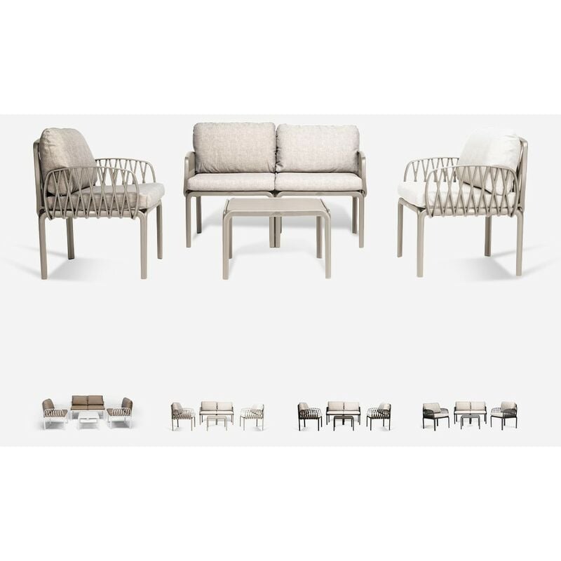 Salon de jardin canapé table basse 2 fauteuils Portofino Grand Soleil Couleur: Beige Juta