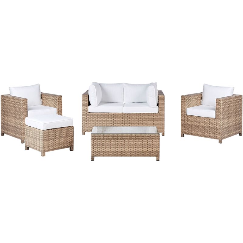 Salon de Jardin Canapés et Fauteuils 4 places en Polyrotin Beige Milano
