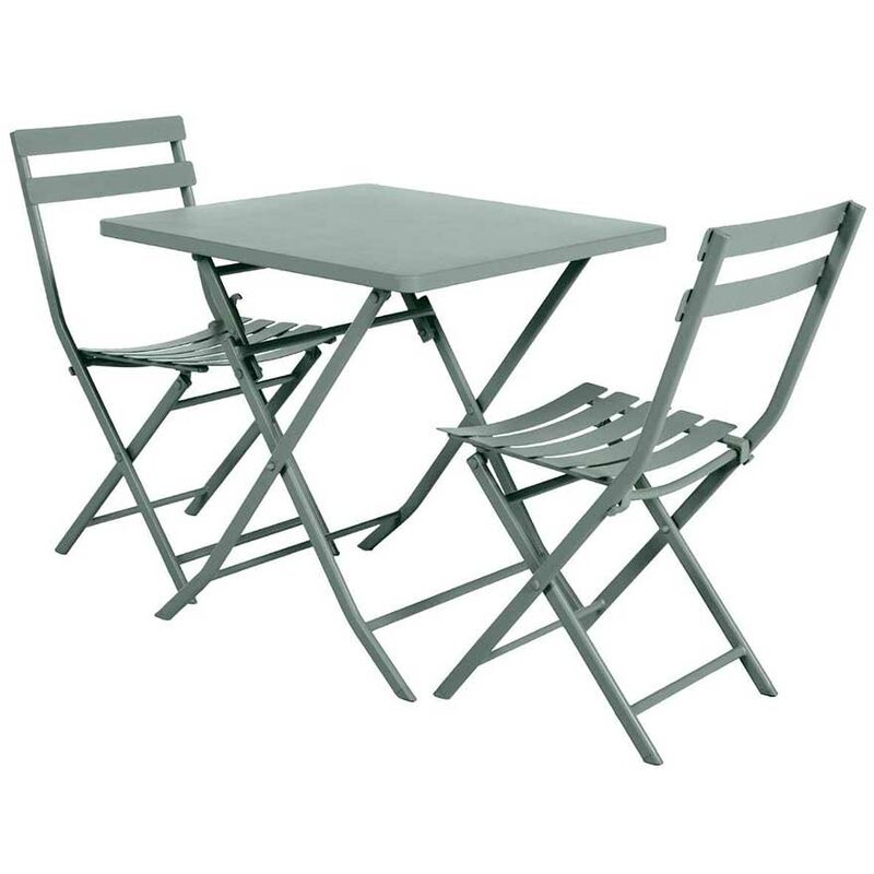 Salon de jardin carré en métal Greensboro 70 x 70 cm Olive avec 2 chaise - Hespéride
