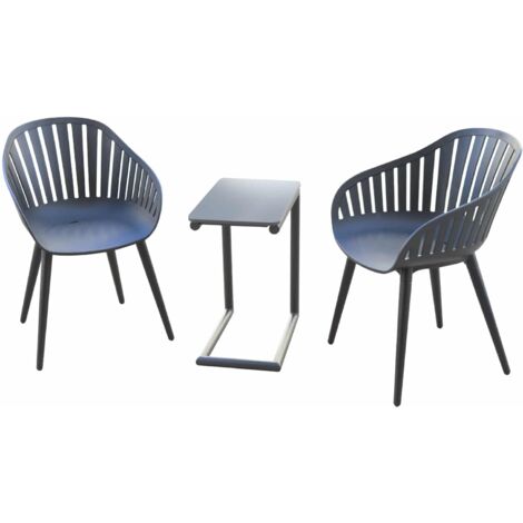 Salon de Jardin Chillvert Lacio Aluminium Résine 2 Chaises et 1 Table Nonir