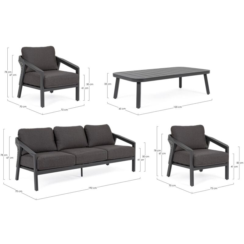 Webmarketpoint - Salon de jardin Cordova anthracite