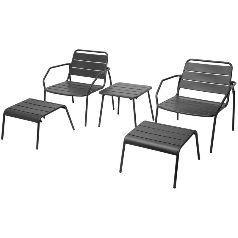 Salon duo relax Phuket graphite 2 places en acier traité époxy - Hespéride