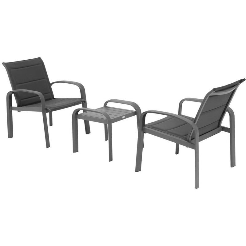 Salon de jardin duo Elyn anthracite & graphite 2 places en aluminium - Hespéride