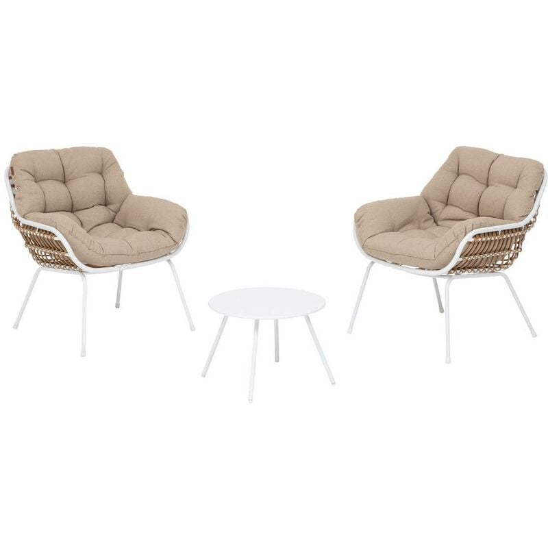 Salon de jardin duo Paopao blanc en acier traité en epoxy - Hespéride