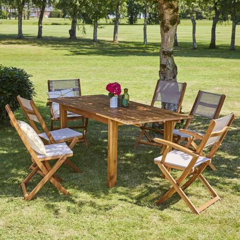 Salon de jardin en teck Table carrée 60 cm et 2 chaises Java pliantes  SUMMER, Ensemble repas