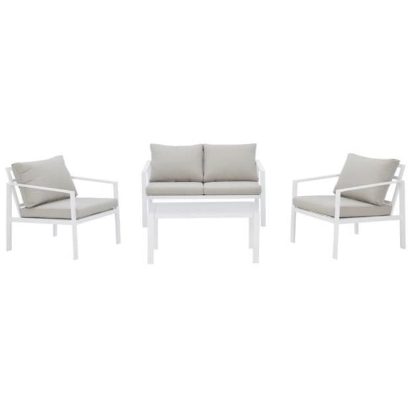 Les Tendances - Salon de jardin en aluminium - 4 personnes avec coussins - fira