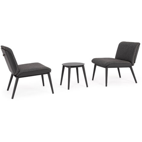 Salon de jardin en aluminium et coussins toile (set de 3) - ST VALERY