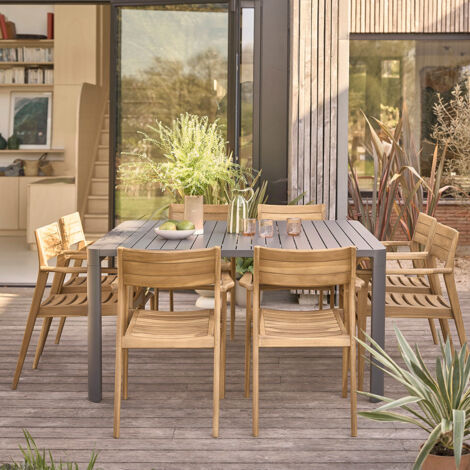 Salon de jardin en aluminium extensible