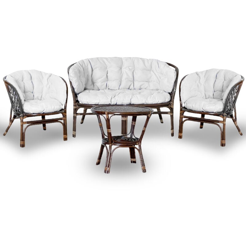 Salon de jardin en bambou marron Bahama avec coussins gratuits