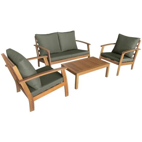Salon de jardin en bois 4 places - Ushuaïa - Canapé. fauteuils et table basse en acacia. design Bois / Savane