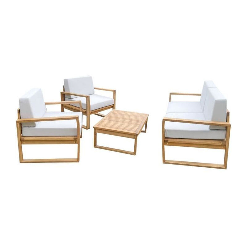 Salon de jardin en bois d'Acacia fsc - palawan - 4 personnes - Gris