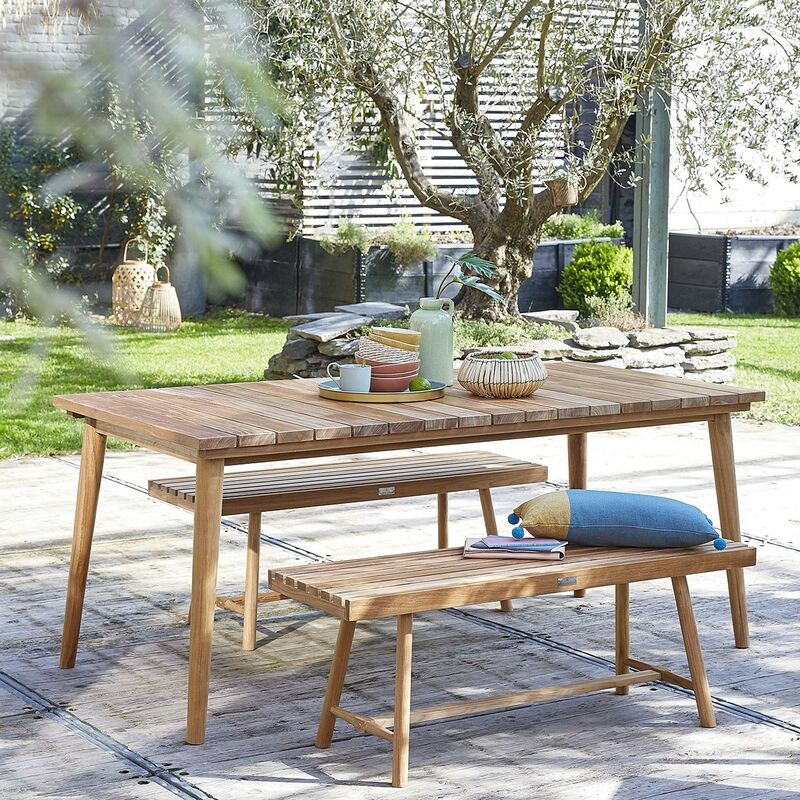 Bois Dessus Bois Dessous - Salon de jardin en teck 6 à 8 places - Marron
