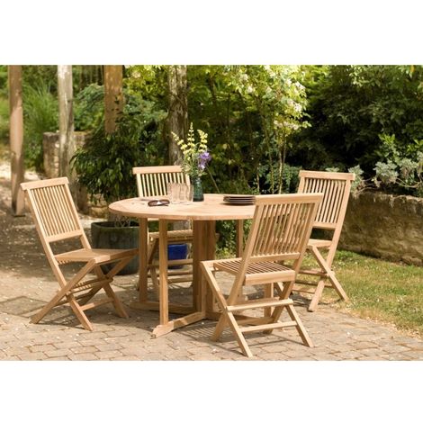 Salon De Jardin En Bois Teck Grade A Comprenant 1 Table Ronde