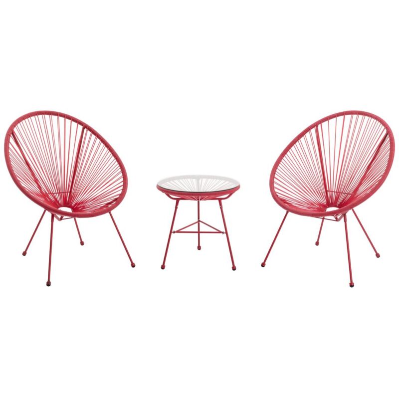 Vente-unique - Salon de jardin en fils de résine tressés : 2 fauteuils et une table - Terracotta - alios iii de mylia