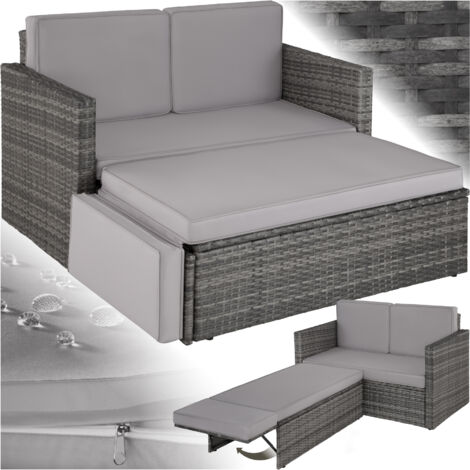 Tectake – Canapé de jardin 2 places en rotin – Structure en acier avec résine tressée – Coussins hydrofuges et anti-taches – Dimensions 119x64,5x71,5cm